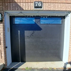 compact blue single garage door