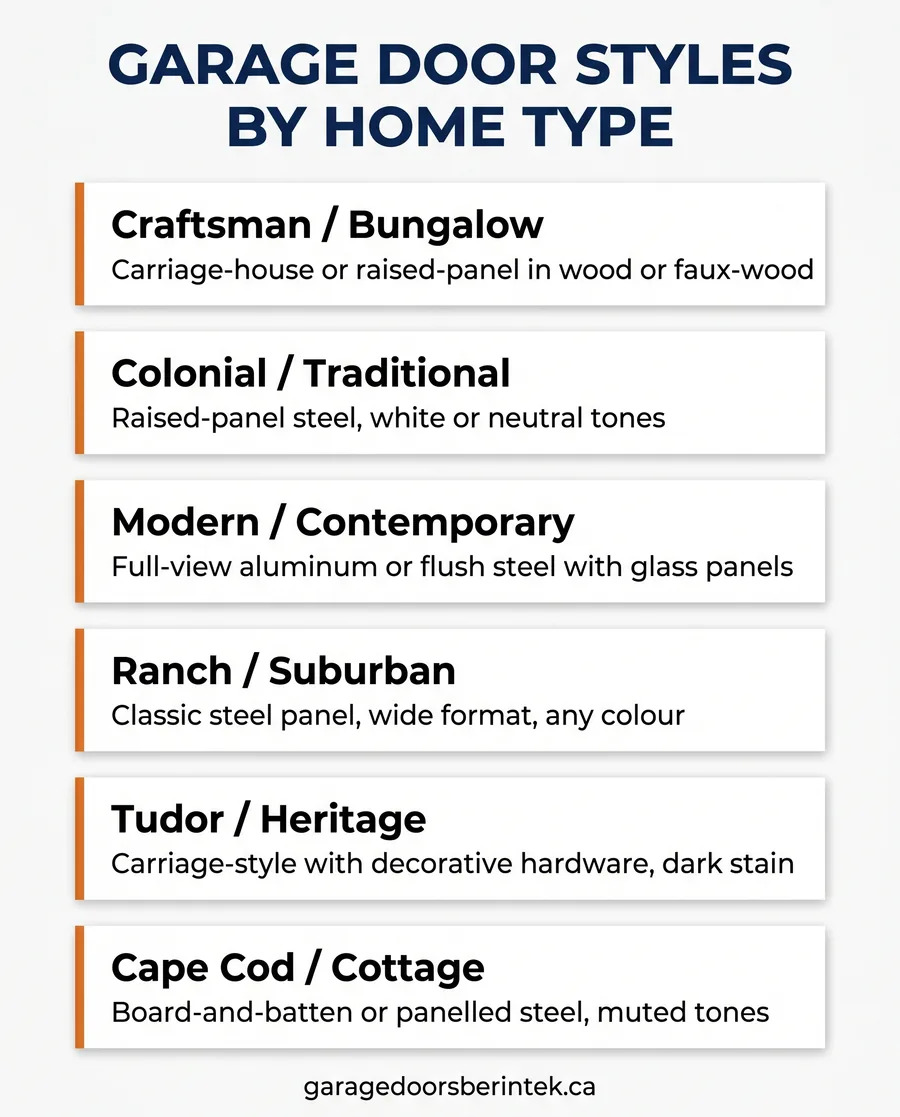 berintek garage door styles house types infographic 2026
